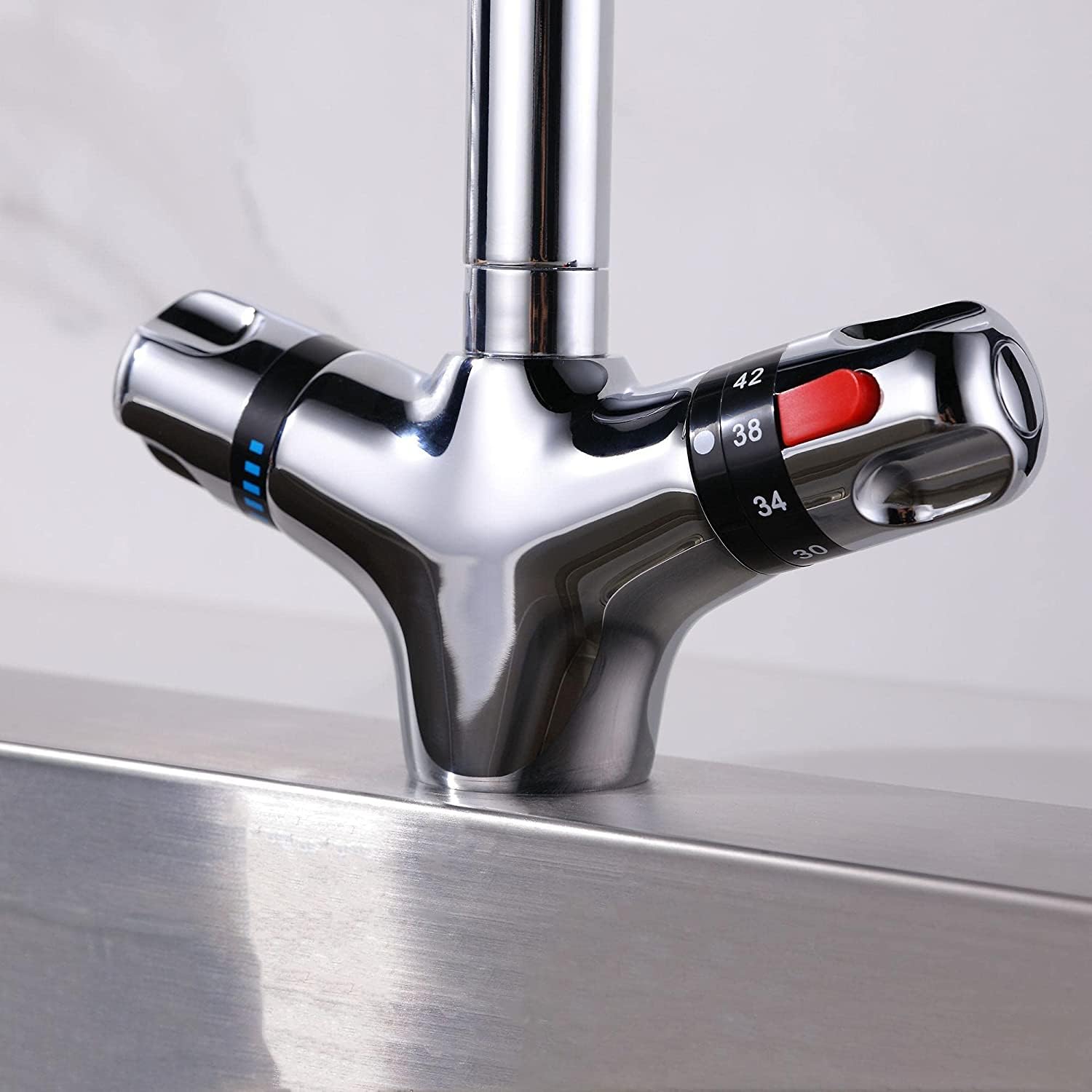 DEMM thermostatische keukenkraan met draaibare uitloop chroom 1208947361