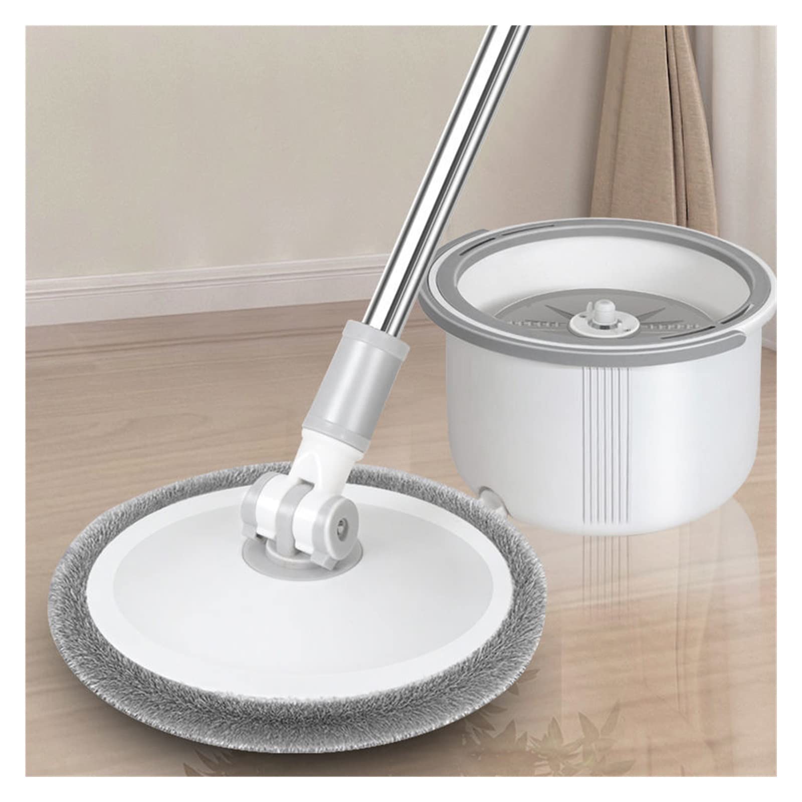 yaoqijie Fregona con cubo giratorio for limpieza de suelos, fácil de drenar, lavadora redonda, escobilla de goma, espray, exprimidor automático, todo for el hogar y el cubo de la cocina lasting ( Colo
