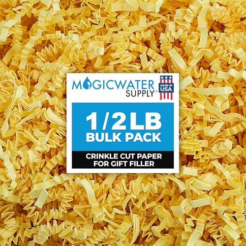 MagicWater Crinkle Cut Paper for Gift Baskets - 1/2 LB - Canary - Perfect for Shredded Paper Filler, Basket Filler, Gift Boxes, Bridesmaid Gifts, Christmas Stuffers & More – Ideal for All Occasions
