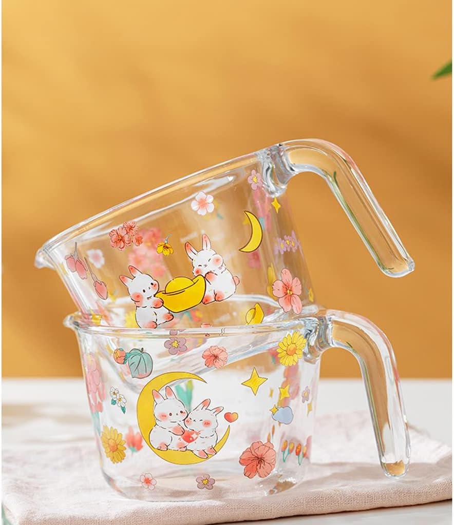 Glass Measuring Cup With Scale Milk Cup High Temperature Resistant Household Kitchen Baking Beaten Egg Cup Measuring Water Cup Cups (Color : B, Size : 500ML) (C 500ML)