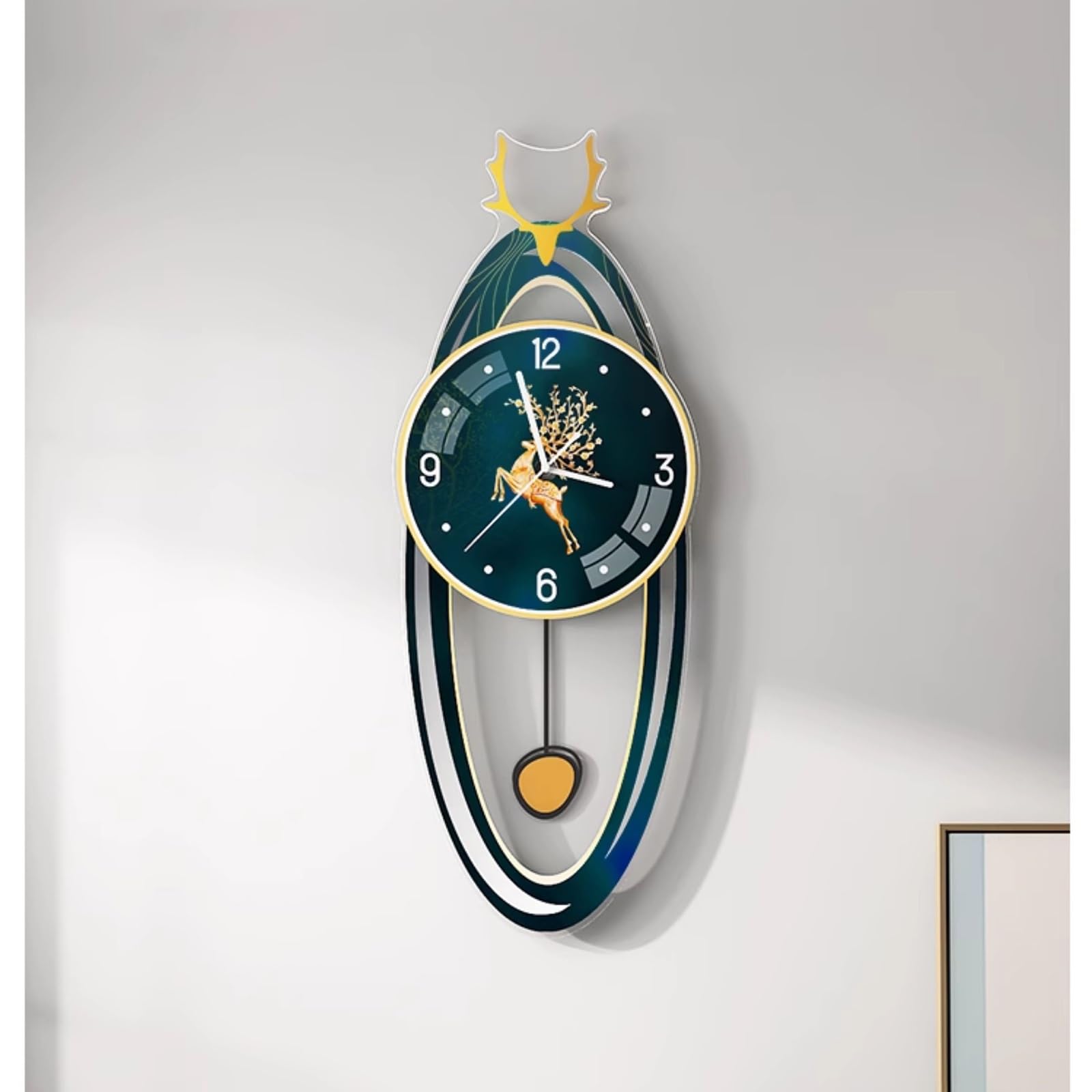 Horloge murale LED pour salon en acrylique et pendule analogique silencieuse