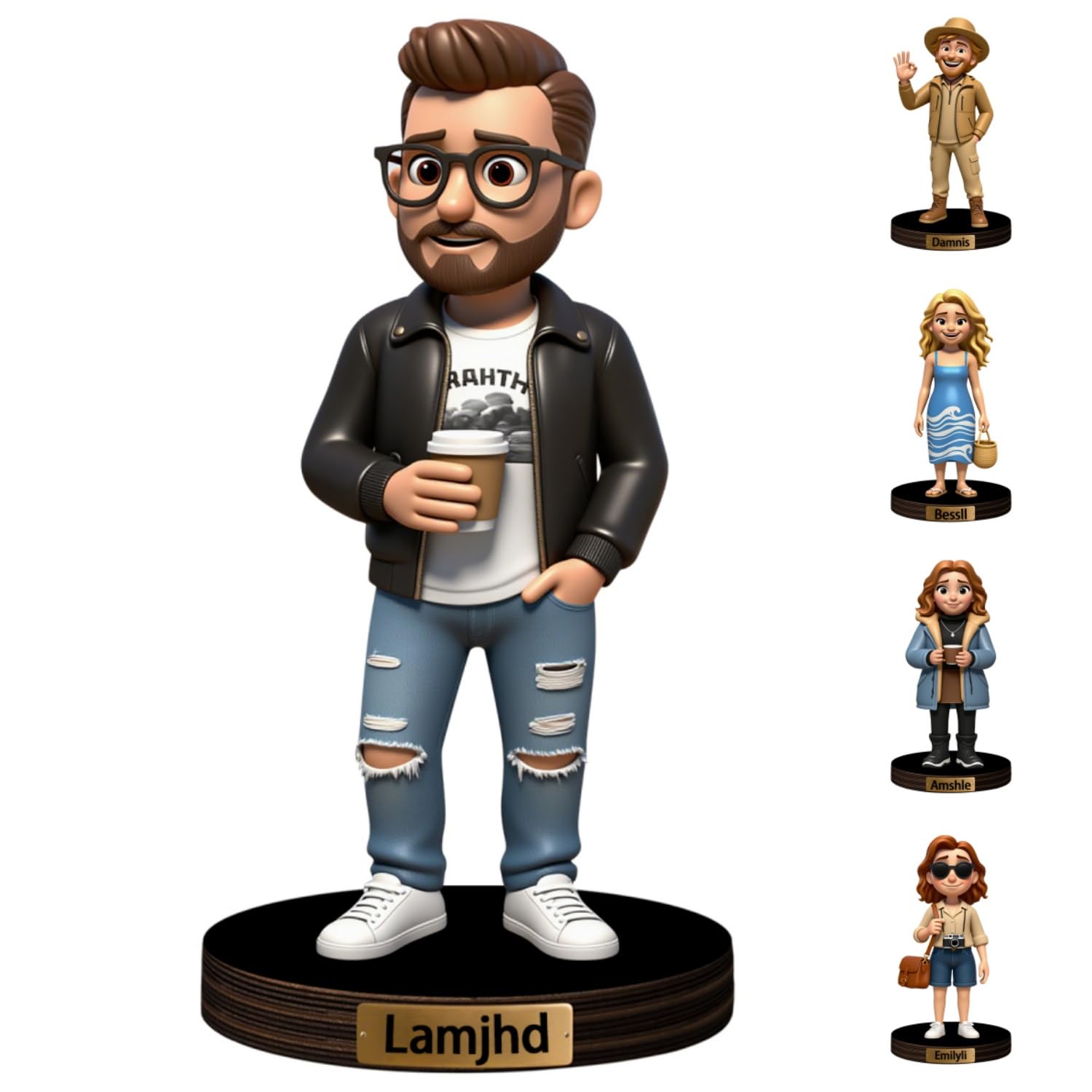 Figura de Foto Personalizada, Caricatura, Retrato de Escritorio, Placa de Nombre, Escultura de Retrato de Dibujos Animados, Adorno de acrílico para Regalo de cumpleaños, Boda, Aniversario