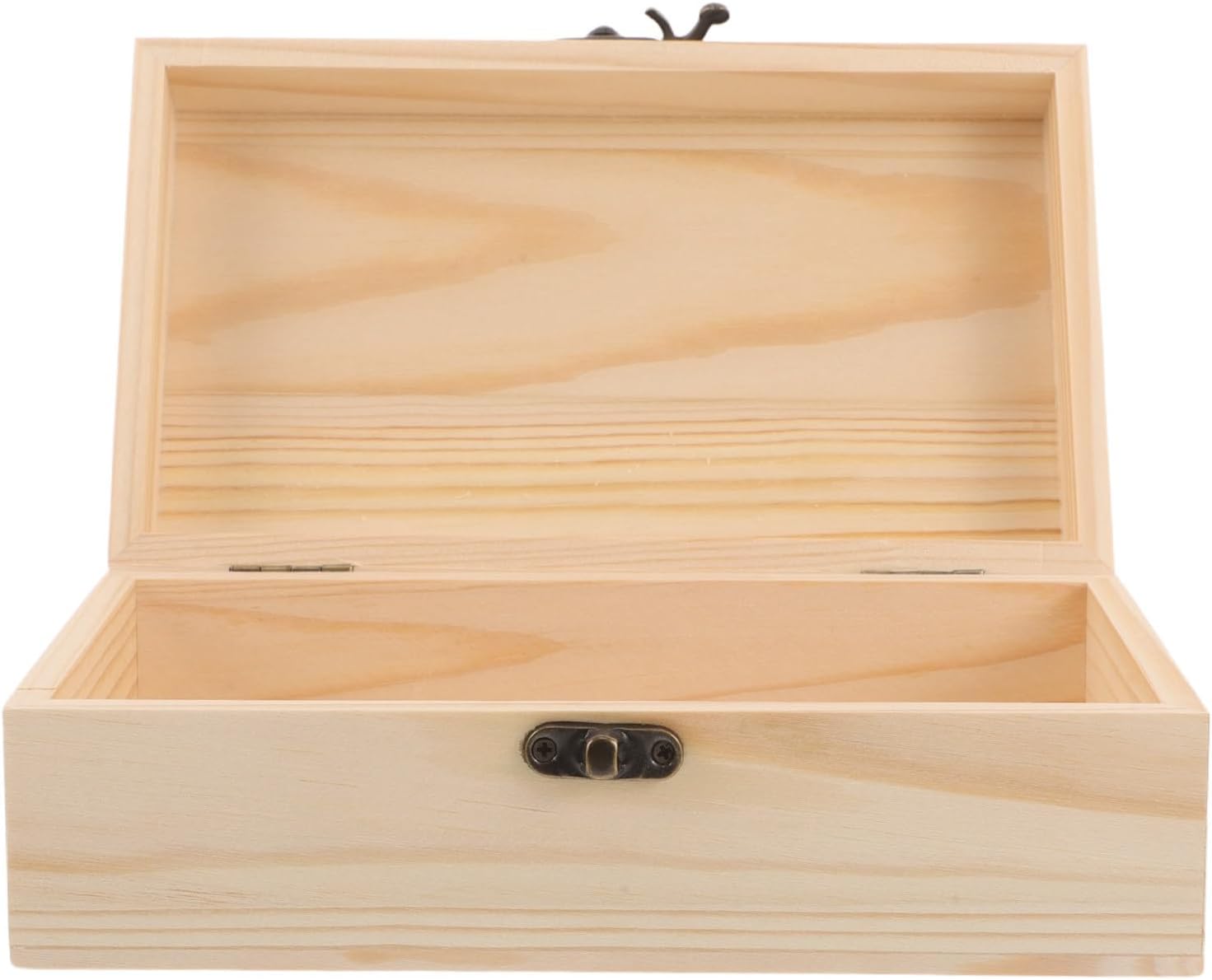 SEWACC Unfinished Wooden Jewelry Box with Solid Structure and Natural Protection, Rectangle Wood Craft Storage Chest for DIY Creativity, for Home Decoration and Bedroom Organization