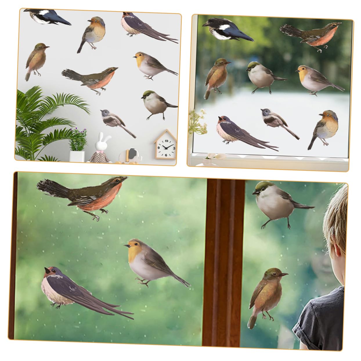 SHINEOFI Pegatinas En Las Ventanas Calcomanías Ventana Se Aferra Decoraciones Pegatizas De Pájaros De Ventana Anti-colisión Decoración De Ventanas De Polivinilo 2 Hojas*4