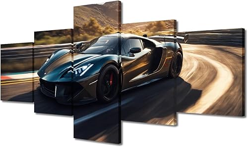 Miniatura 57 de TUMOVO Pintura retro para motocicletas, impresiones artísticas de motocicleta Cyberpunk, 5 piezas, lienzo, arte de pared, arte de pared Giclée,