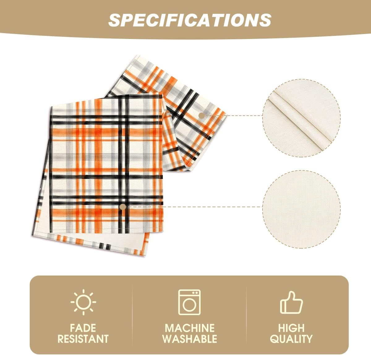 Artoid Mode Orange Black Buffalo Plaid Fall Table Runner, Halloween Kitchen Dining Table Decoration for Outdoor Home Party 13x72 Inch
