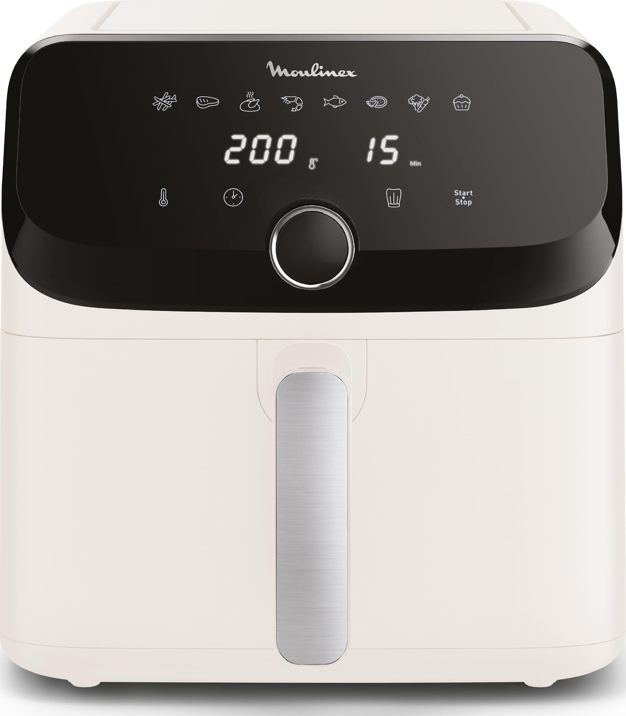 Air fryer moyen format ~4-5l Moulinex Easy Fry Collection Ivoire 7,5L, air fryer, Très grande capacité, 8 programmes i...
