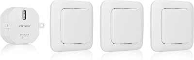 Smartwares Set di Interruttori per la Luce della Camera da Letto Plug & Connect – 1 Presa da incasso, Ricevitore – 3 Interruttori a Parete – Smartwares SH4-99567