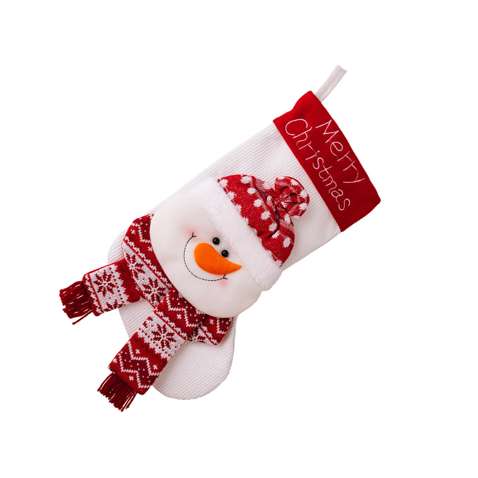 YROHGKPN Christmas Stocking Soft Fabric Tree Adornment Knitted Kids Present Bag Santa/Snowman/Deer Christmas Socks Decoration Polyester Stocking