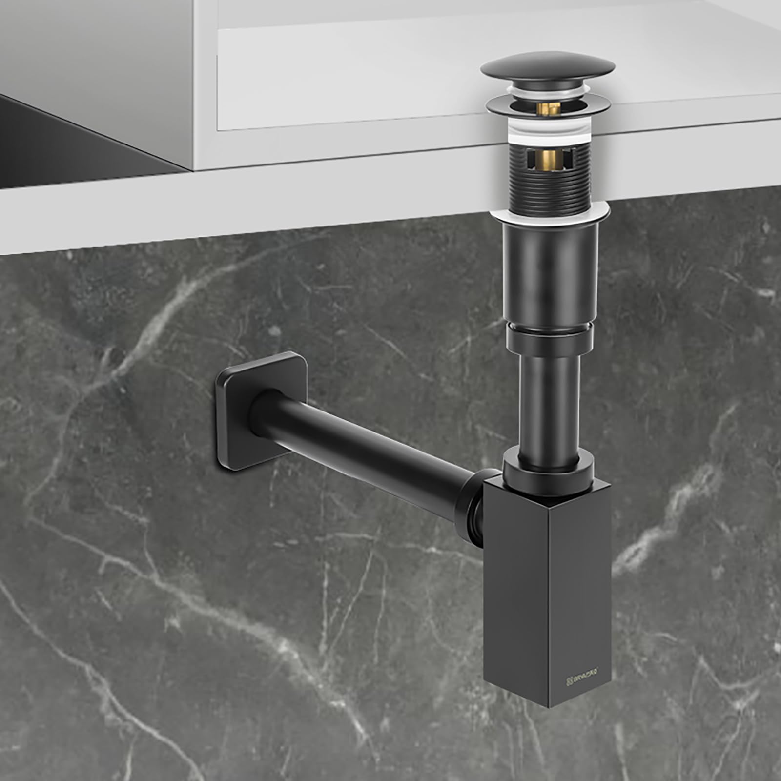 Sifón Fregadero Cocina Con Rebosadero,Válvula Click Clack,Antiolor Antiobstrucción Sifon Lavabo Para Lavabo 1 1/4"