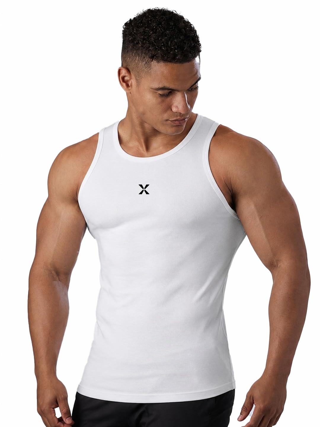Gym SpireX Men's Ribbed Gym Vest | Premium Cotton Stretch Sleeveless Tank Top | Muscle Fit Workout Vest | Gym, Training & Casual Wear | Black, White, Maroon, Brown-picture-12