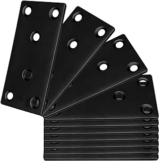 20PCS Black Flat Mending Plates, 2Inch Stainless Steel Straight Mending Joining Plates, Heavy Duty Metal Brackets for Brace, Repair Fixing Bracket Plates for Wood Furniture Fence Bookcase