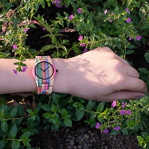 BEWELL Handmade Colorful Bamboo Wood Watch Analog Quartz Fashion Wristwatch with Mix Colors - Image 3