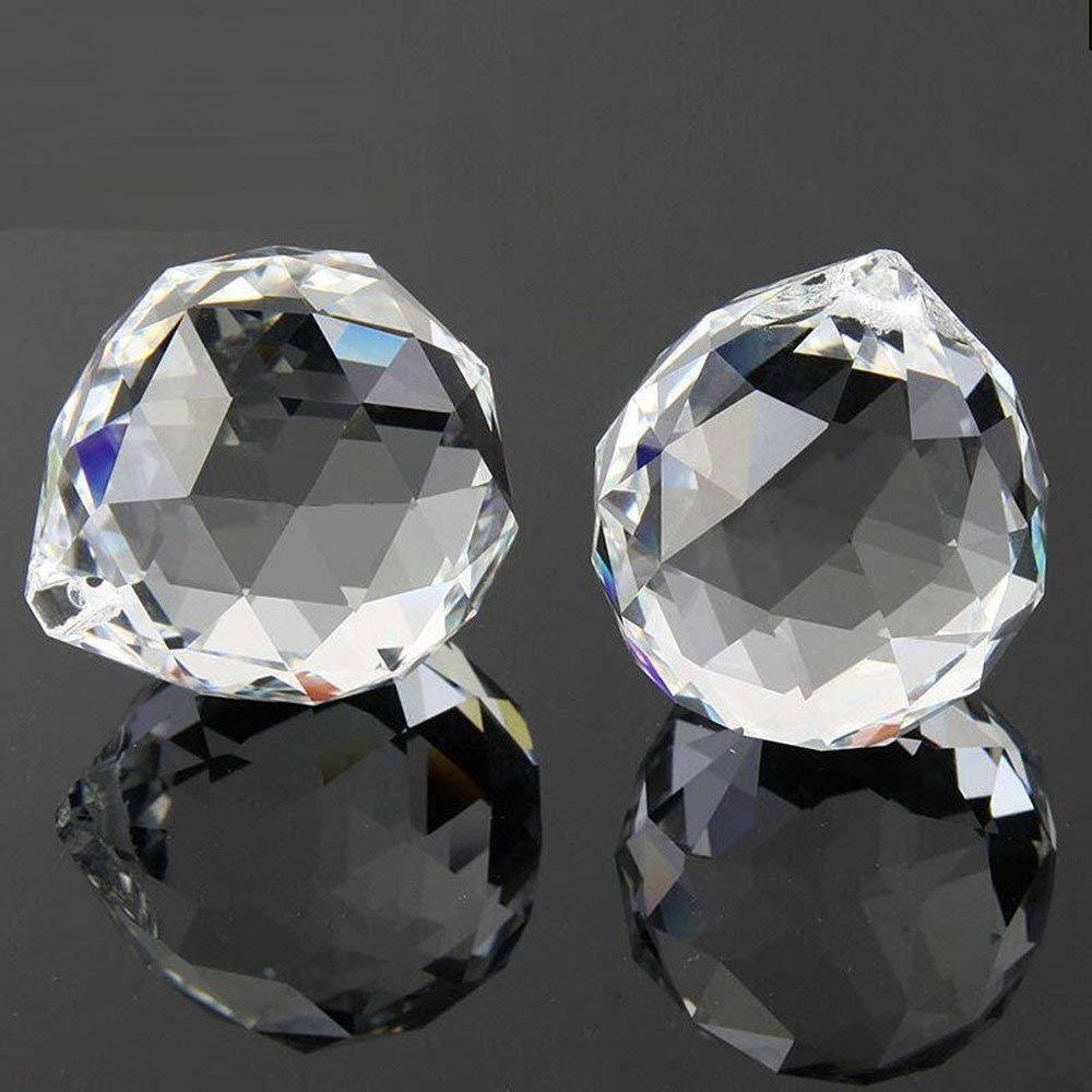 MINGZE Boule De Cristal De Verre Prisme 60mm - Pendentif Facetté Pour Lustre, Mariage Et Décoration