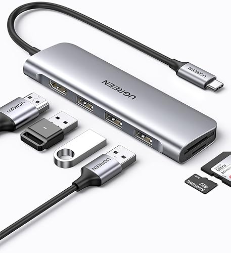 Miniatura 8 de UGREEN Hub USB-C 6 en 1 4K HDMI, 3 puertos USB 3.0, lector de tarjetas SDTF, dongle USB C compatible con MacBook Pro, MacBook Air, iPad, iPhone 15