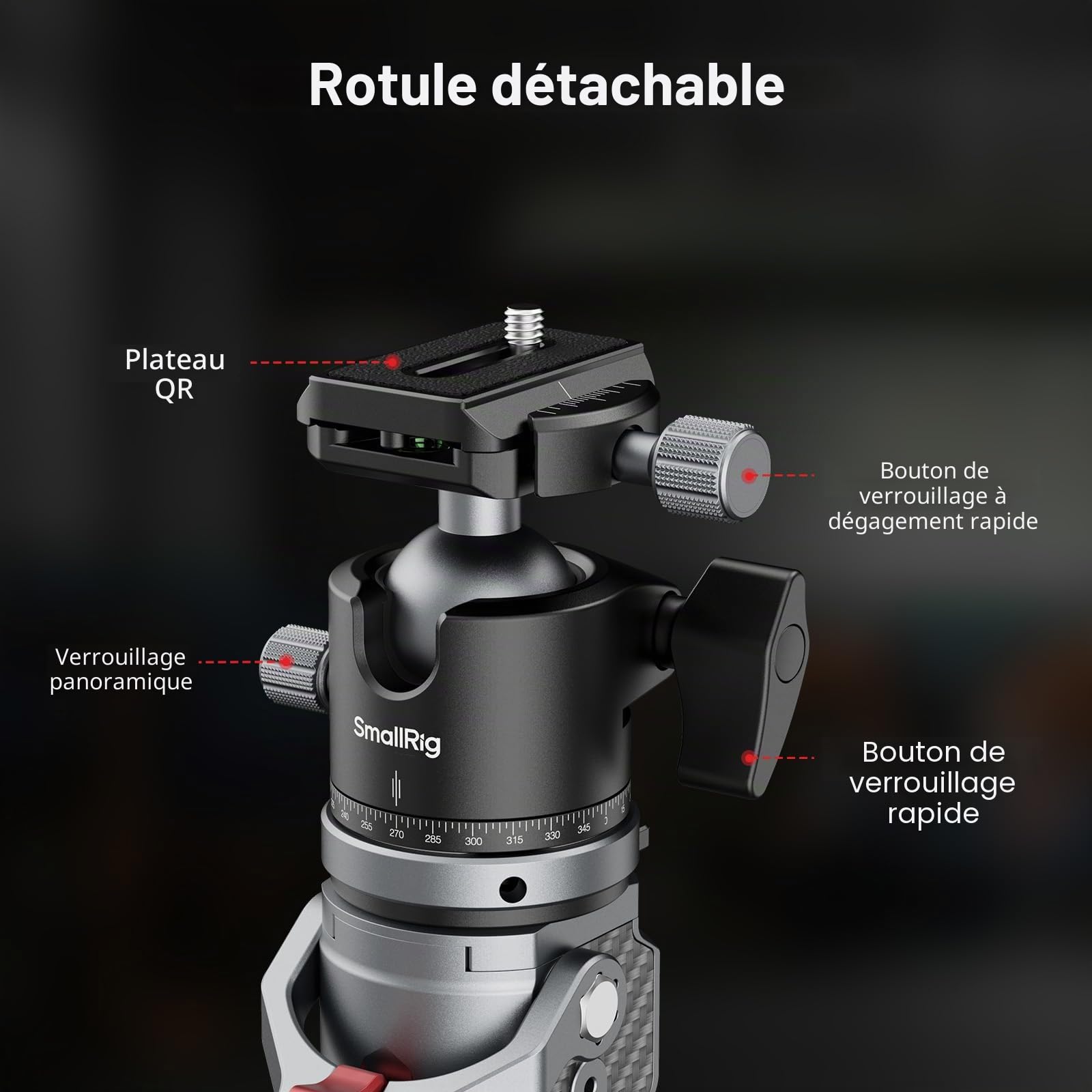 SMALLRIG Monopode en Fibre de Carbone 166,5 cm, Compact 68 cm, 1,72 kg, Réglage Hauteur 1 Touche, Rotule 5 kg - 5564