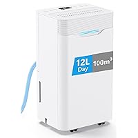 Deumidificatore Casa Muffa 12L/24h, Deumidificatore Portatile Silenzioso per Ambienti Fino a 100 m³