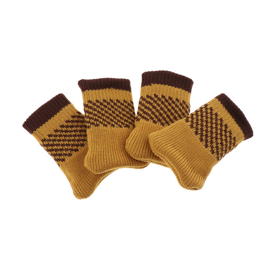 Pleayietoopiatiey 4pcs Knit Furniture Feet Socks Chair Leg Floor Protector Covers Wheat Yellow