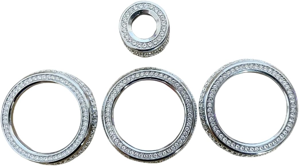 Car Interior Trim Bling Accessories fit for Land Rover Range Rover Evoque 2014-2018 Women Rhinestone Crystal Decals Accessories (Silver, Volume air Conditioner knob Cover 4pcs/Set)