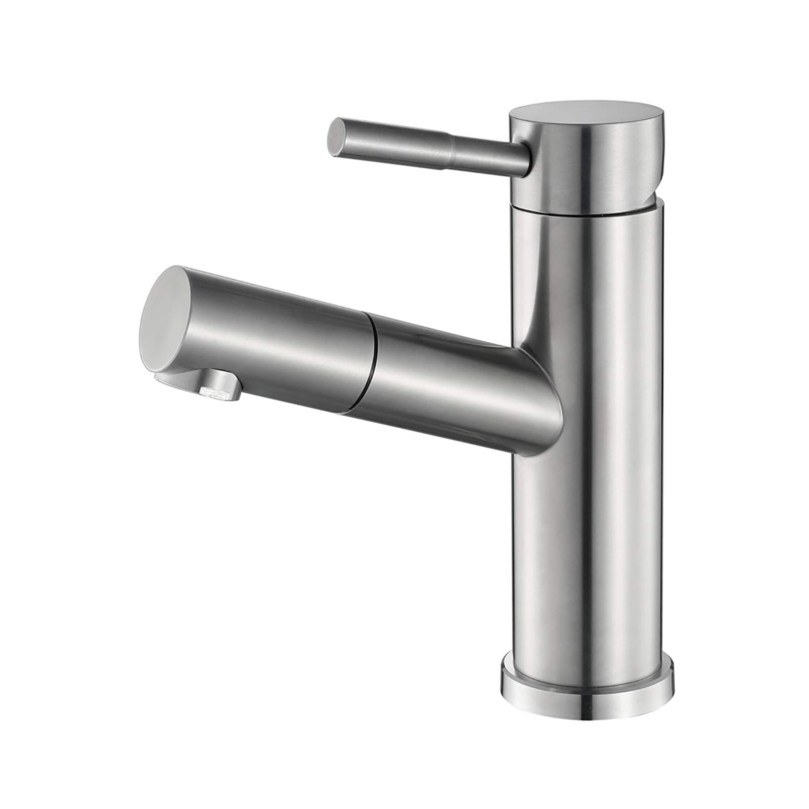 Grifo de Lavabo Monomando, Grifo de Baño con Ducha Extraíble Mezclador para Lavabo de 304 Acero Inoxidable Grifo de Lavabo para Baño con Agua Fría y Caliente para Baño,Brushed