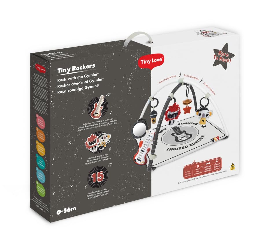 Tiny Love Rock With Me Gymini, 2-in-1 musikalische Baby-Spielmatte, ab 0 Monaten, Baby-Spielbogen, 20 Aktivitäten, interaktives Musikspielzeug, verstellbare Bögen, Tiny Rockers