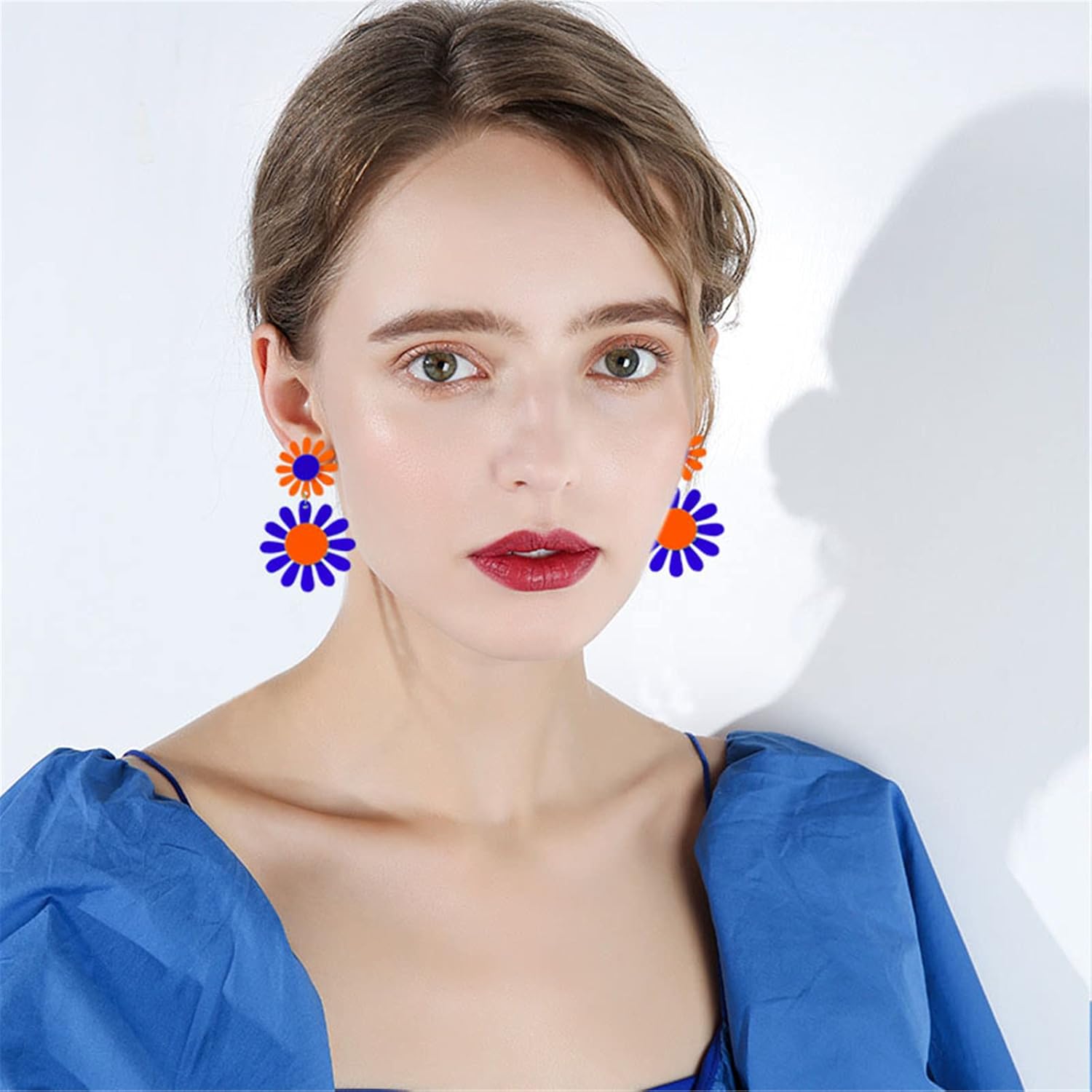 ONLYJUMP 60s 70s Daisy Earrings for Women Exaggerated Acrylic Large Flower Earrings Bohemian Boho Earring Layered Flower Petals Earrings - Image 4
