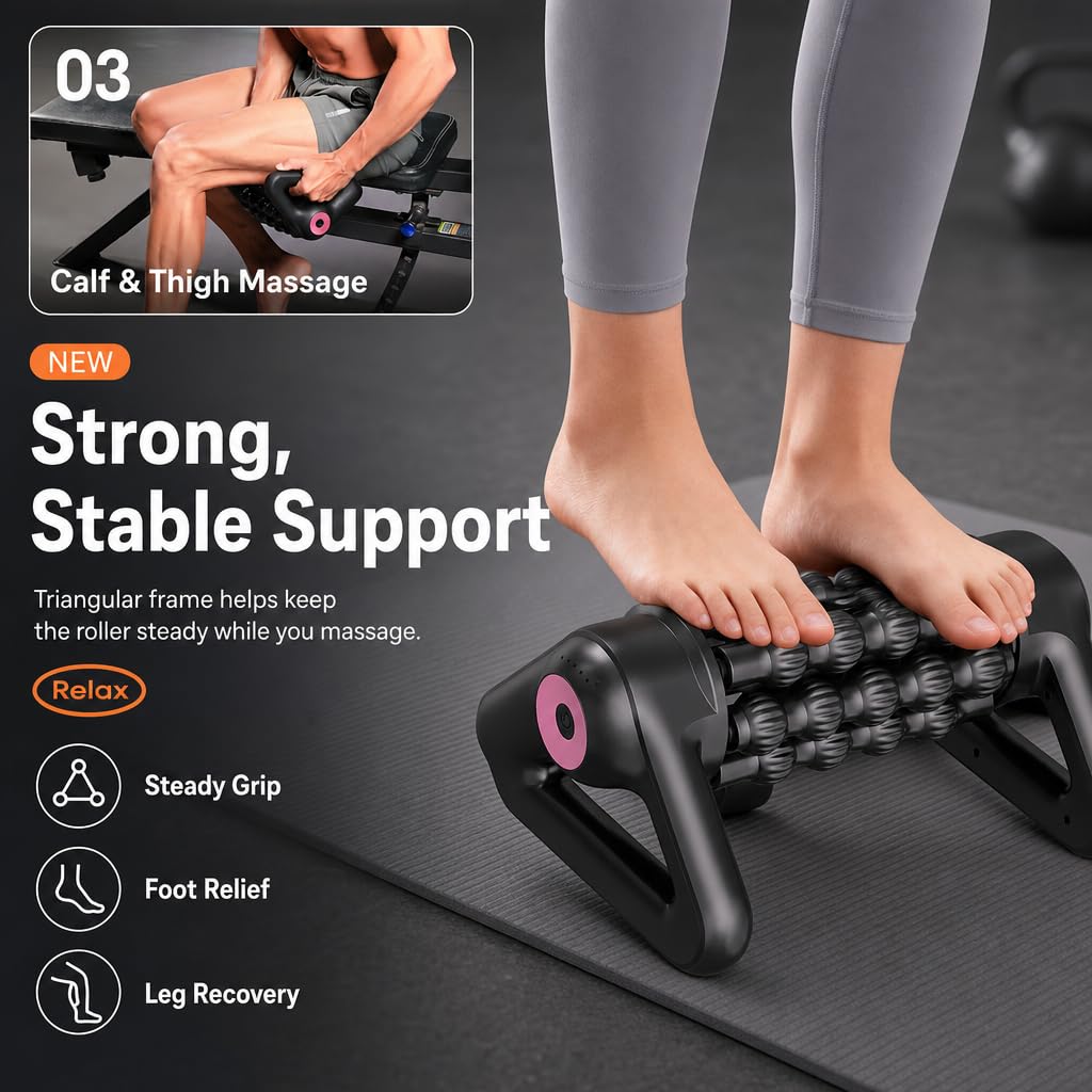 Massaggiatore Elettrico a Rullo Manuale, Massaggiatore Anticellulite, 5 Livelli di Intensità, Riduce Tensione Muscolare, Massaggio Profondo Gambe e Corpo (Rosa)