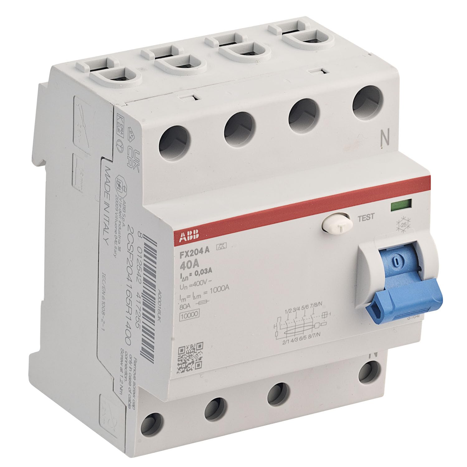 FI-Schutzschalter Typ ABB FX204A-40/0.03 FlexLine® 3P+N 40A 30mA Auslösestrom 2CSF204165R1400