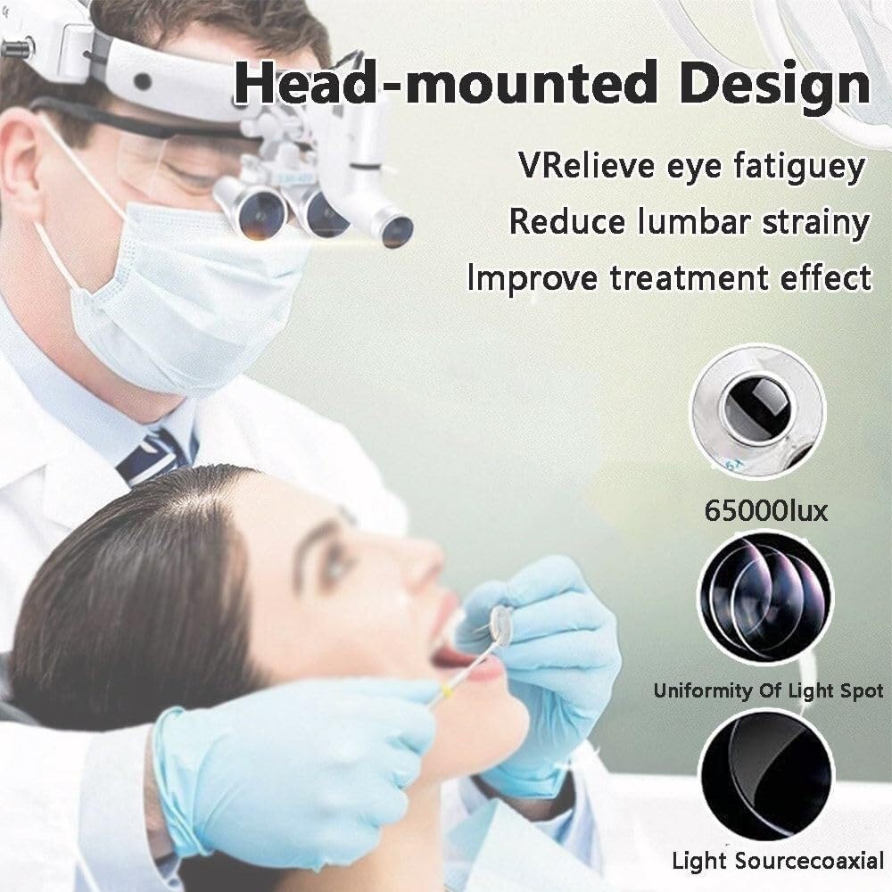 Lenti dentali con faro LED senza fili, ingrandimento 2,5X/3,5X, lente d'ingrandimento binoculare per odontoiatria, chirurgia e uso in laboratorio