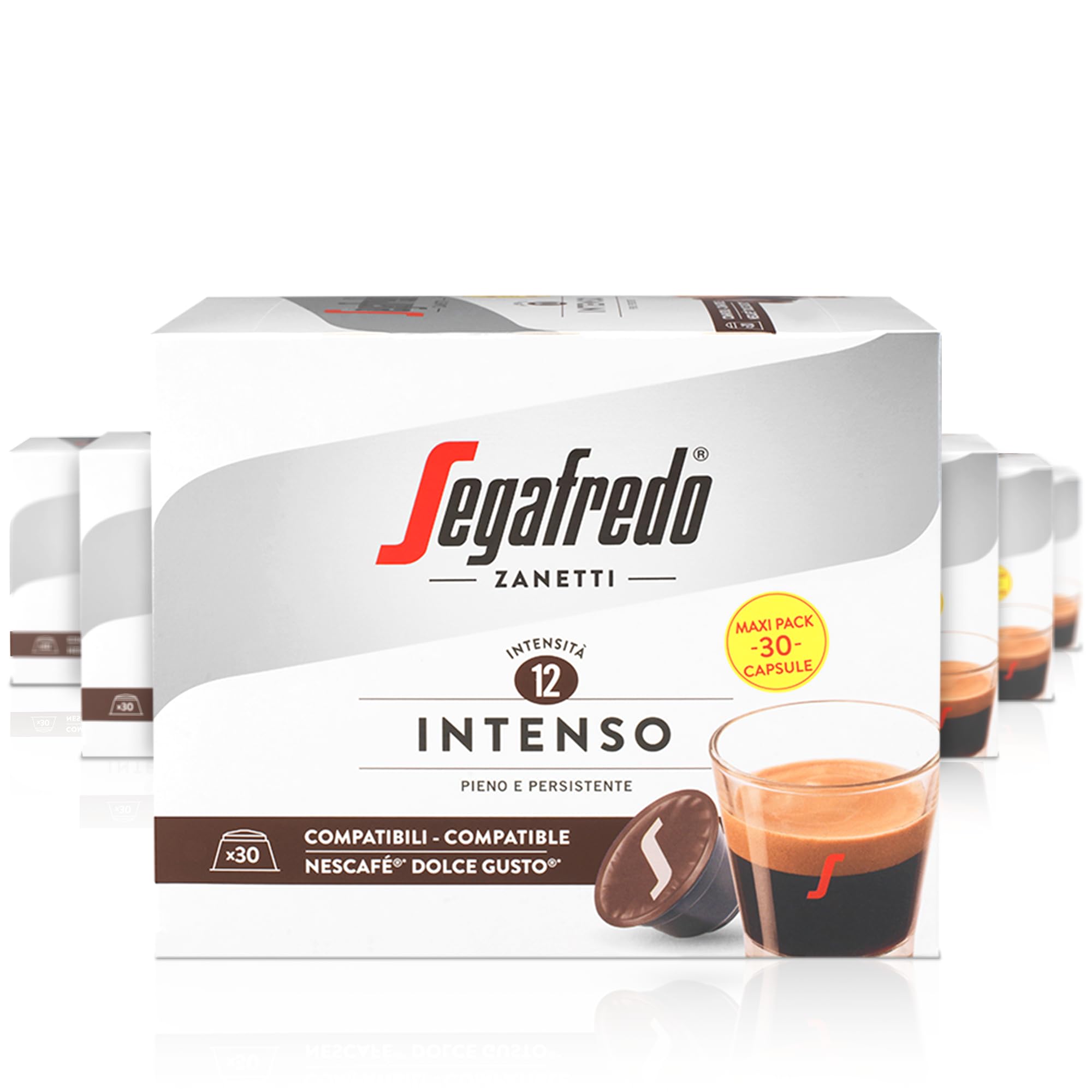 Sponsored Ad – 180 Intenso Coffee Capsules Compatible with Dolce Gusto by Nescafé - Intense Flavor, Dark Roast (6 Boxes of 30 Capsules Each)