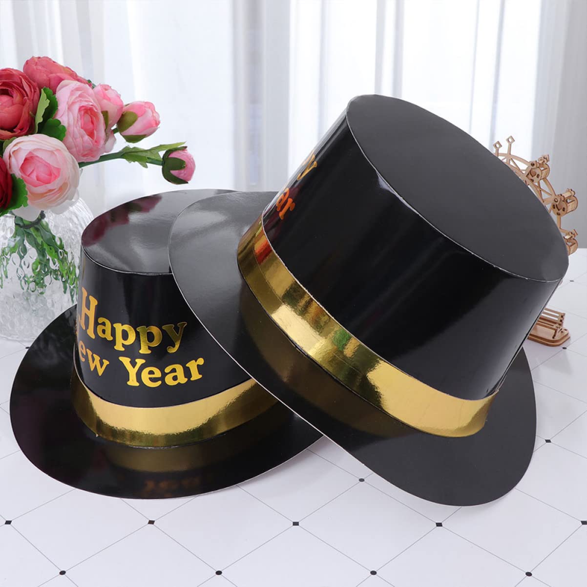 KOMBIUDA 2 Sets Silvester-zylinderhut Aus Papier Partygeschenke Stilvoller Kopfschmuck Für Silvesterfeiern Partyhüte 6 Stück X 2