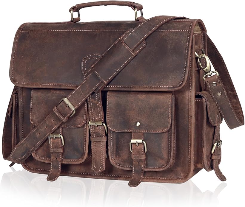 Bolsa de mensajero de cuero vintage para hombres miniatura 1