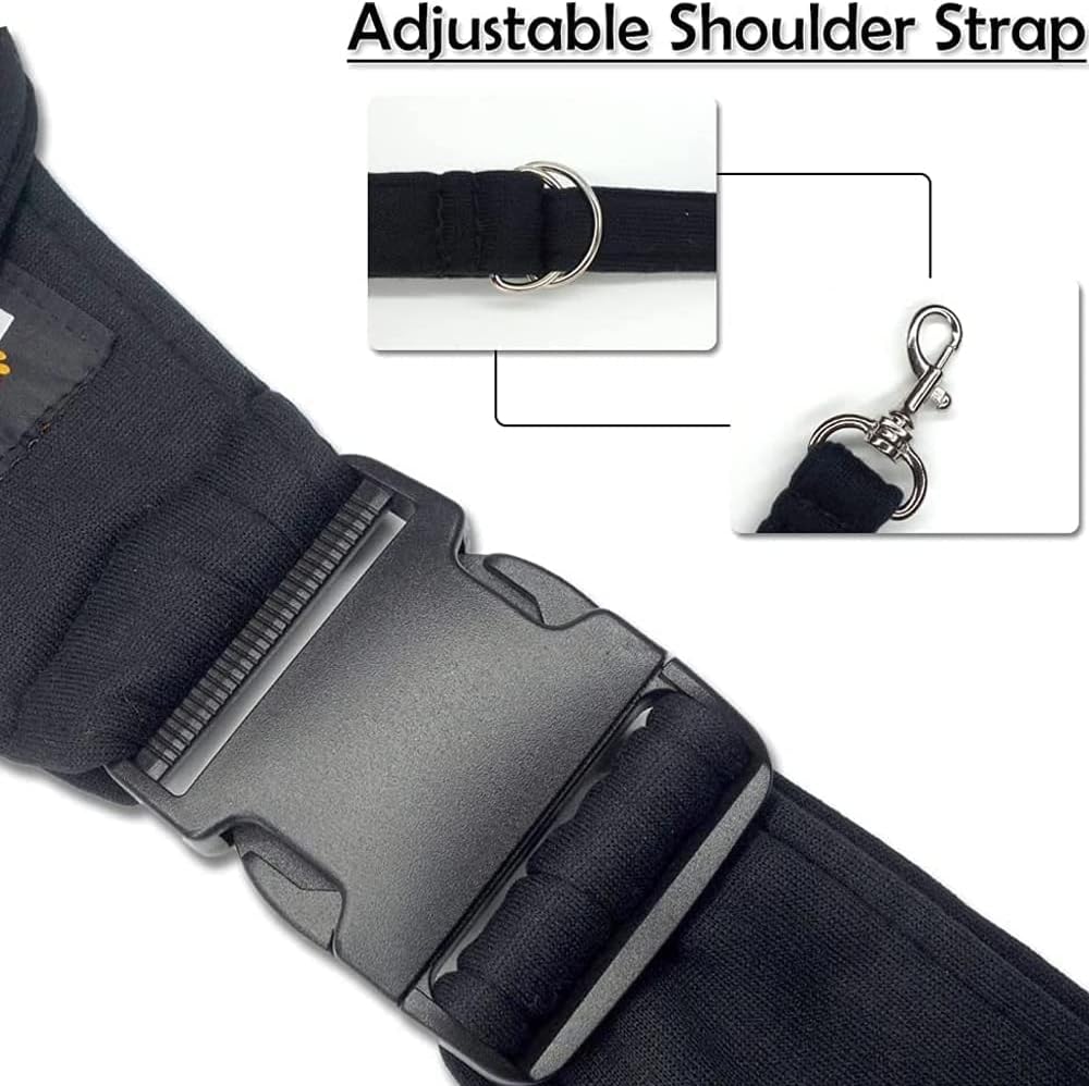 NATUYA ペットスリング ペット バッグ 小型犬 猫用 キャリーバッグ バックル ペット スリング 抱っこ紐 ペットバッグ ショルダーバッグ 通気性 安全ロープ付き ギフト ソフトキャリーバッグ (ブラック, 調節可能)