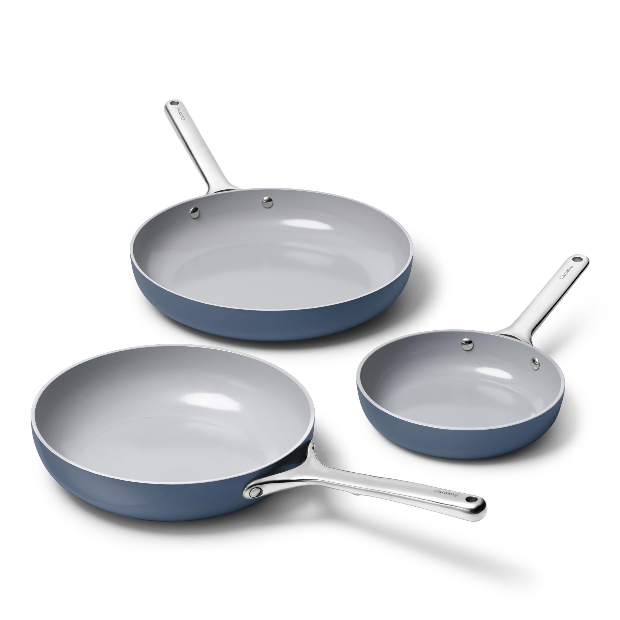 Caraway Non-Stick Ceramic Coated Fry Pan Trio, 8", 10.5", &amp; 12"