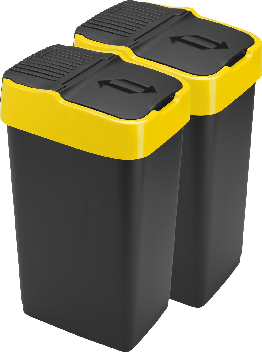 LAVV HOUSEWARES LTD Double Plastic Indoor Recycling Bin with Swing Lid Top Colour Coded (Yellow, 2 x 35L)