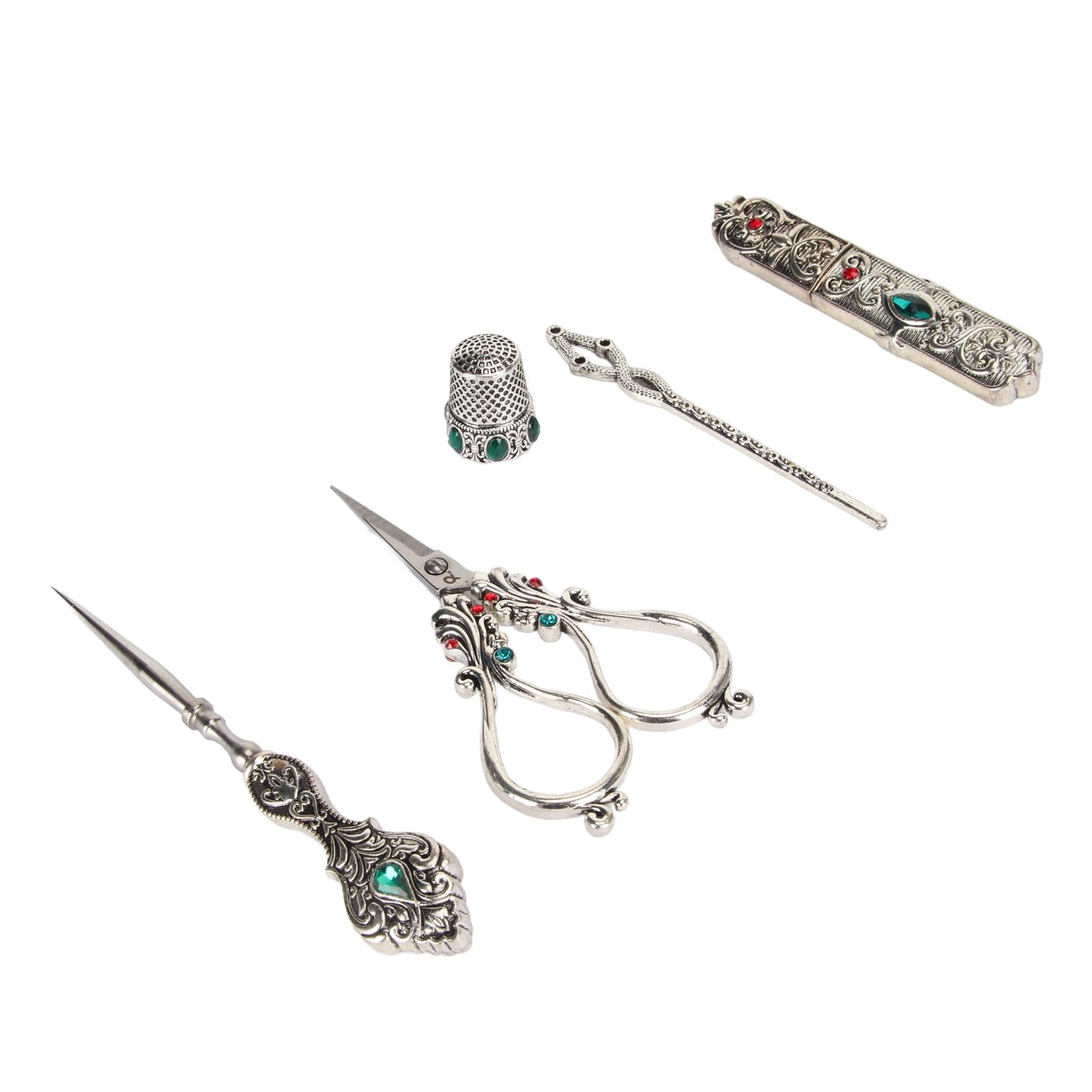 YUYTE 5pcs Seam Ripper Unpicker Kit, 5pcs Embroidery Scissors Kit with Alloy Thread Scissors SOR for Needlework Tool Craft Hemlines, Pocketing Set for Needlework Vintage Embroidery