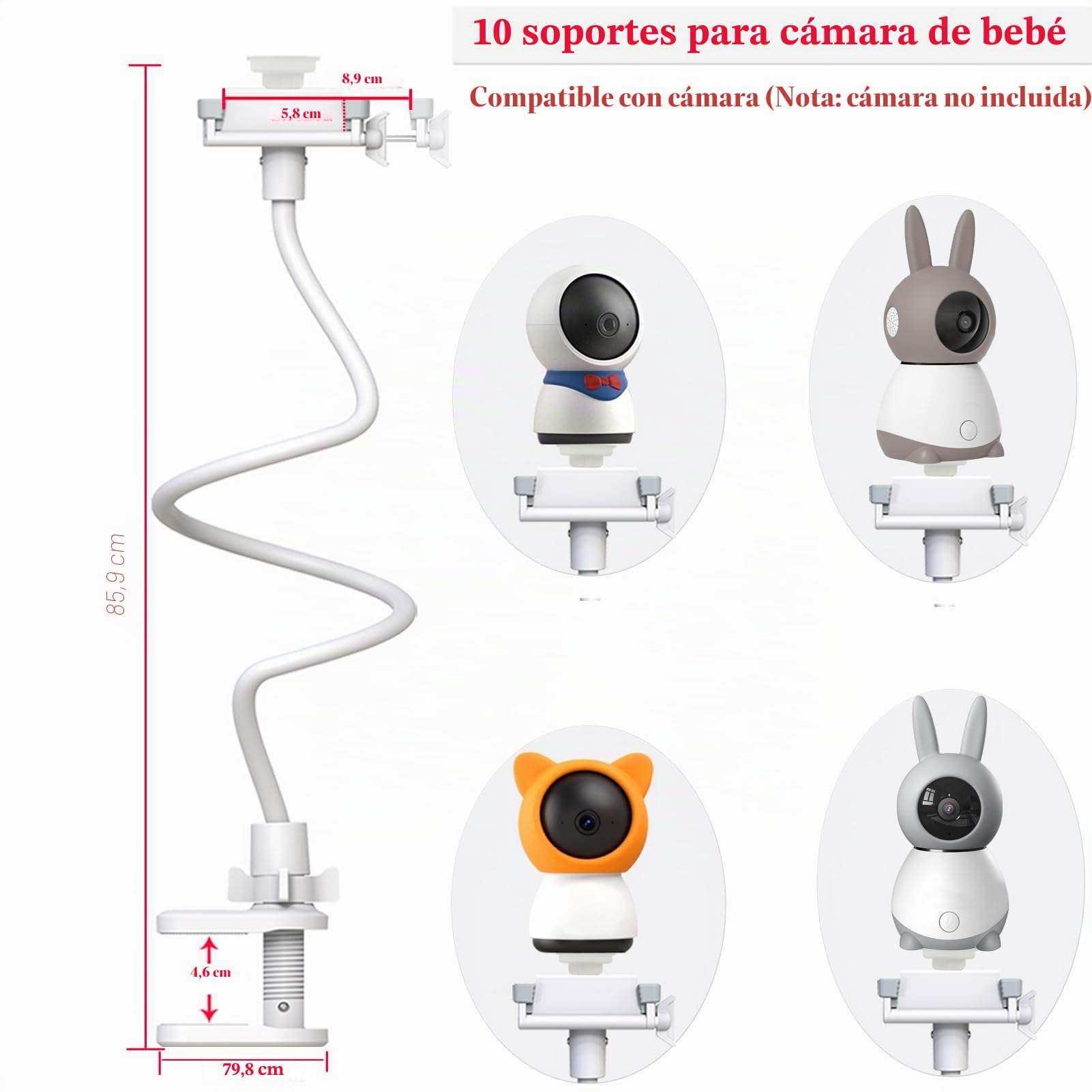 Soporte para vigilabebés soporte para cámara compatible con ieGeek/Momcozy//HelloBaby/BOIFUN/GHB/Philips Av/Blemil/Jeeber/Dr.Care soporte para vigilabebés