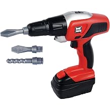 Red Box Tool Tech Toy Power Drill - Lights & Sounds, 3 Interchangeable Bits, Removable Battery, Ergonomic Handle, Construction Pretend Play, Kids 3+