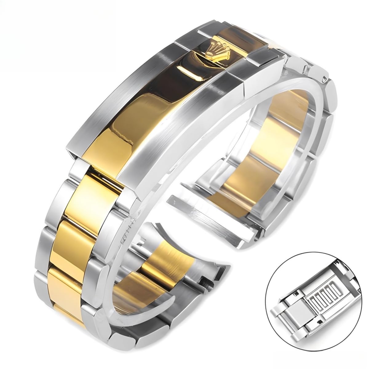 Cinturino Orologio Acciaio Inossidabile Bracciale Metallo Ricambio Oyster Maglie Attacco Curvo Argentato per Rolex GMT-Master