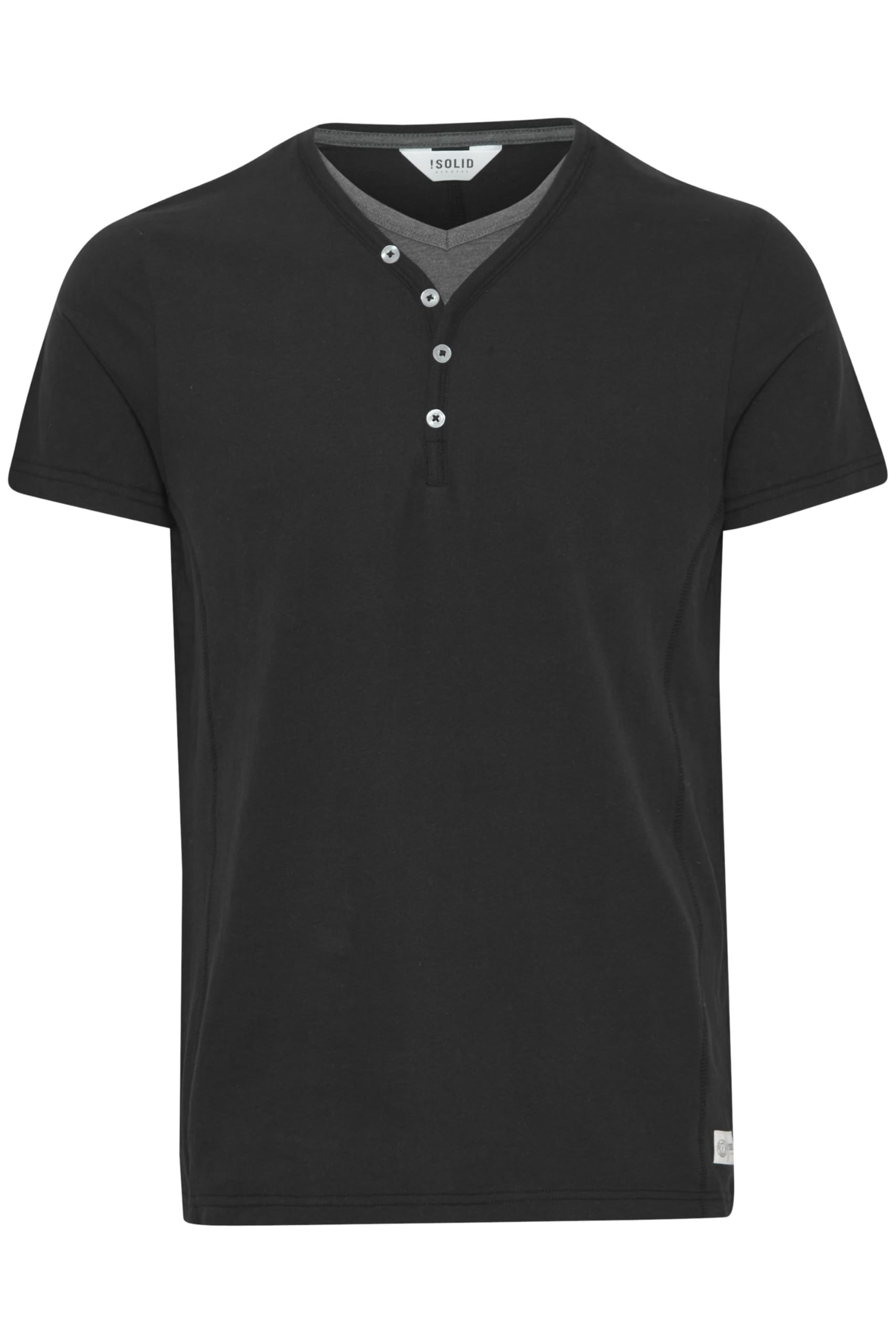 !Solid SDDorian Herren T-Shirt Kurzarm Shirt mit Grandad-Kragen Baumwollmischung Regular fit