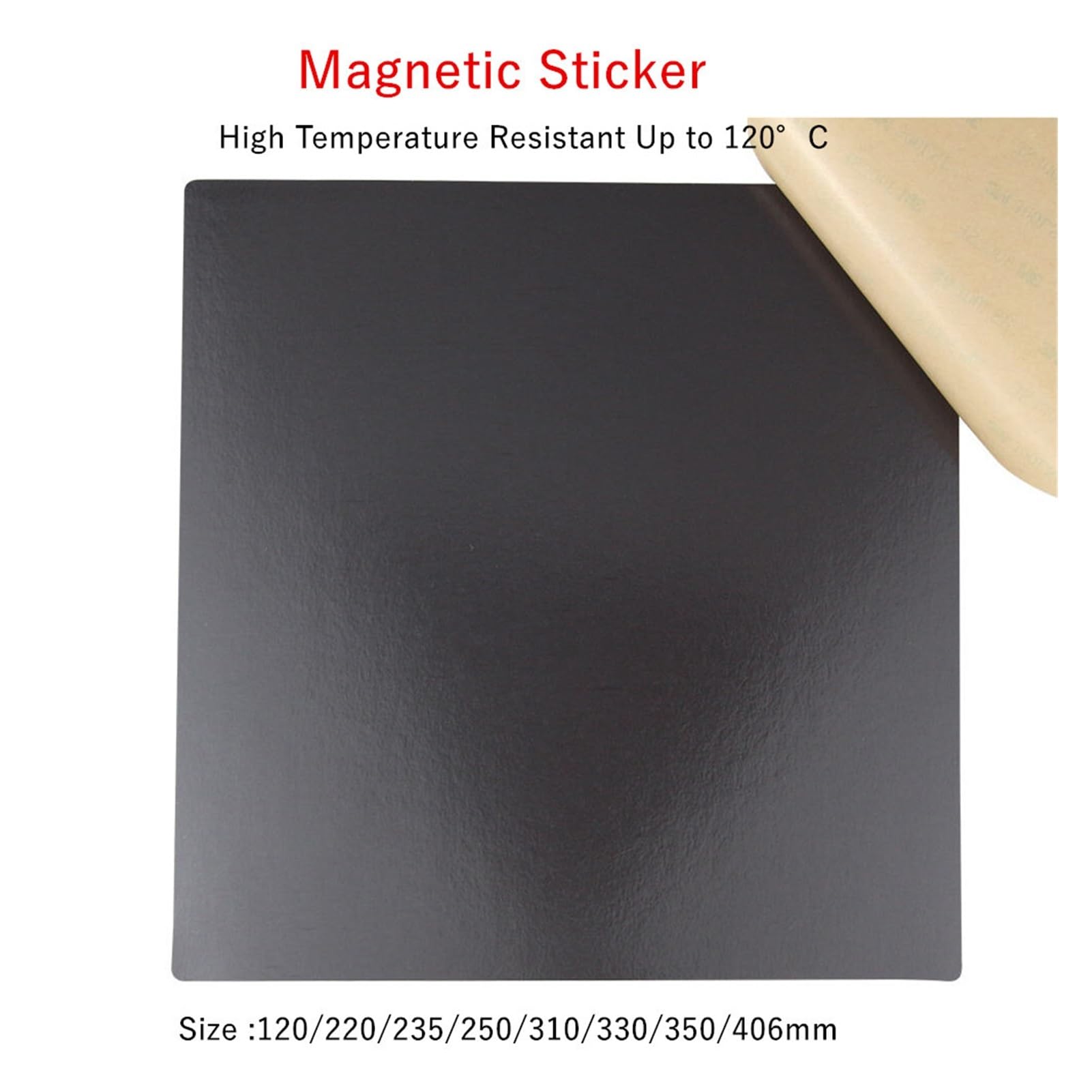 ENERGETIC 1,2 mm Magnetaufkleber mit 300LSE Klebstoff, temperaturbeständig bis 120 °C, for 3D-Drucker-Stahlblech(310x320mm)