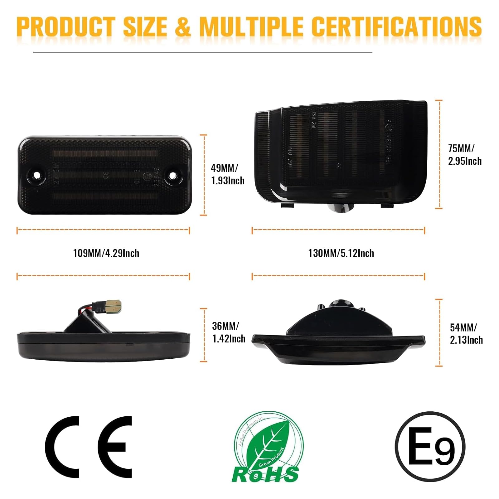 Seitenmarkierungsleuchte Anzug für Fiat Ducato Citroen Relay PEUGEOT BOXER, Blinker Seitenblinker mit Canbus Fehlerfrei, Fahrtrichtungsanzeiger Spiegelblinker, Schwarz, 8 Stück