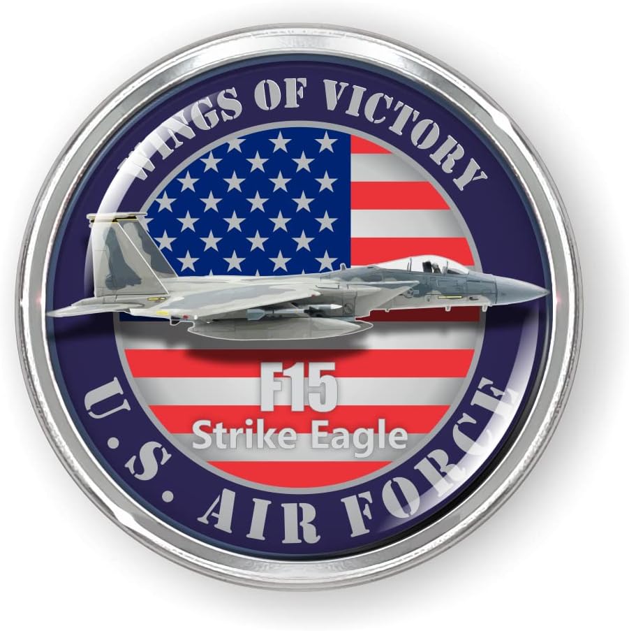 Aviones veteranos de la Fuerza Aérea de los Estados Unidos F-15 Strike Eagle colección de calcomanías de vinilo redondas Wing of Victory 3D Dome