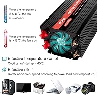 Vista 3 de Inversor de onda sinusoidal pura de 3000 W, 12 V CC a 110 V/120 V CA, inversor de corriente para automóvil con 4 salidas de CA y salida USB