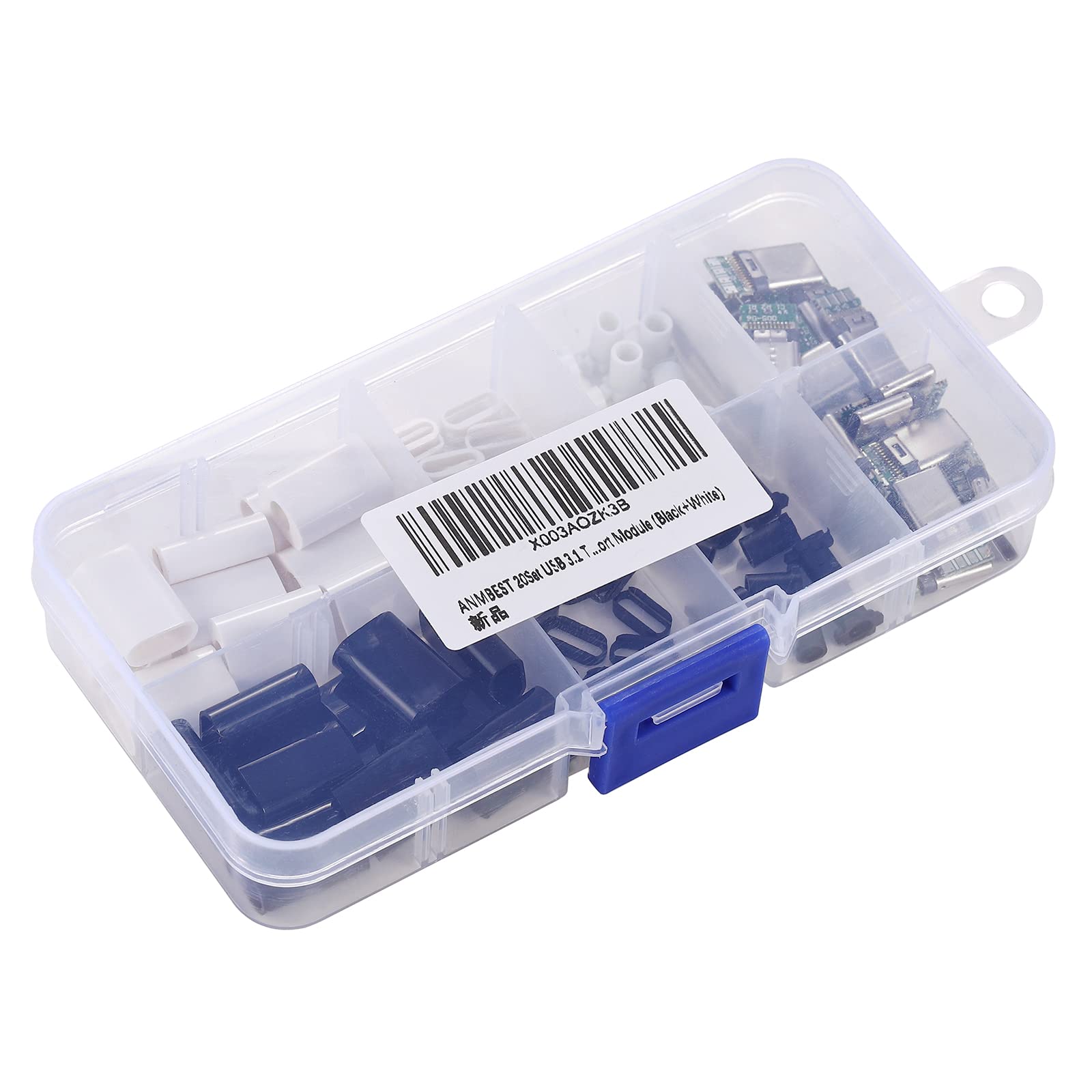 20 set di connettori USB 3.1 tipo C maschio a 24 pin di saldatura interfaccia linea dati 24P modulo di supporto scheda PCB (10 set nero + 10 set bianco)