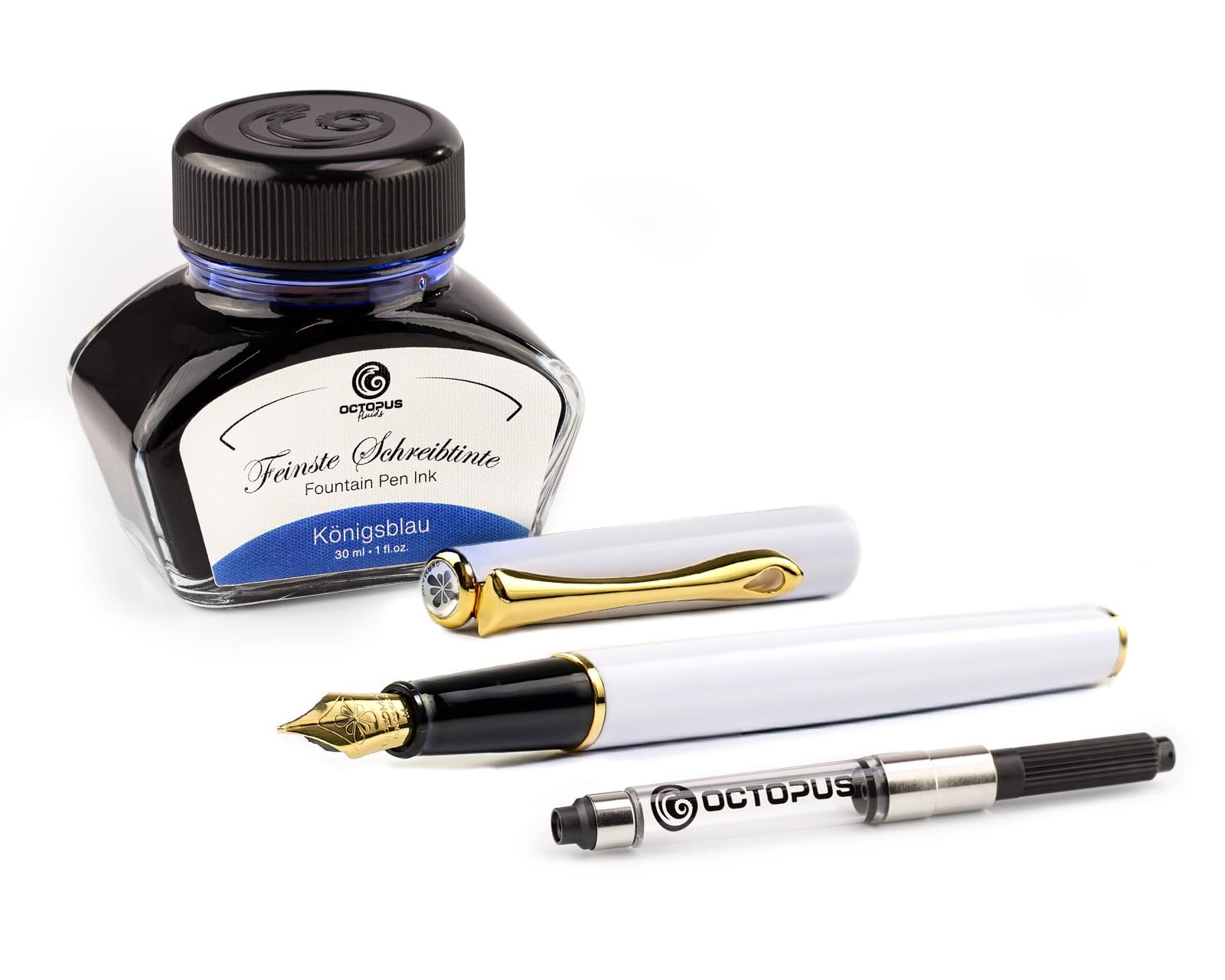 Diplomat Traveller Snowwhite Gold, Metal Fountain Pen Set with Writing Ink and Converter — image 1