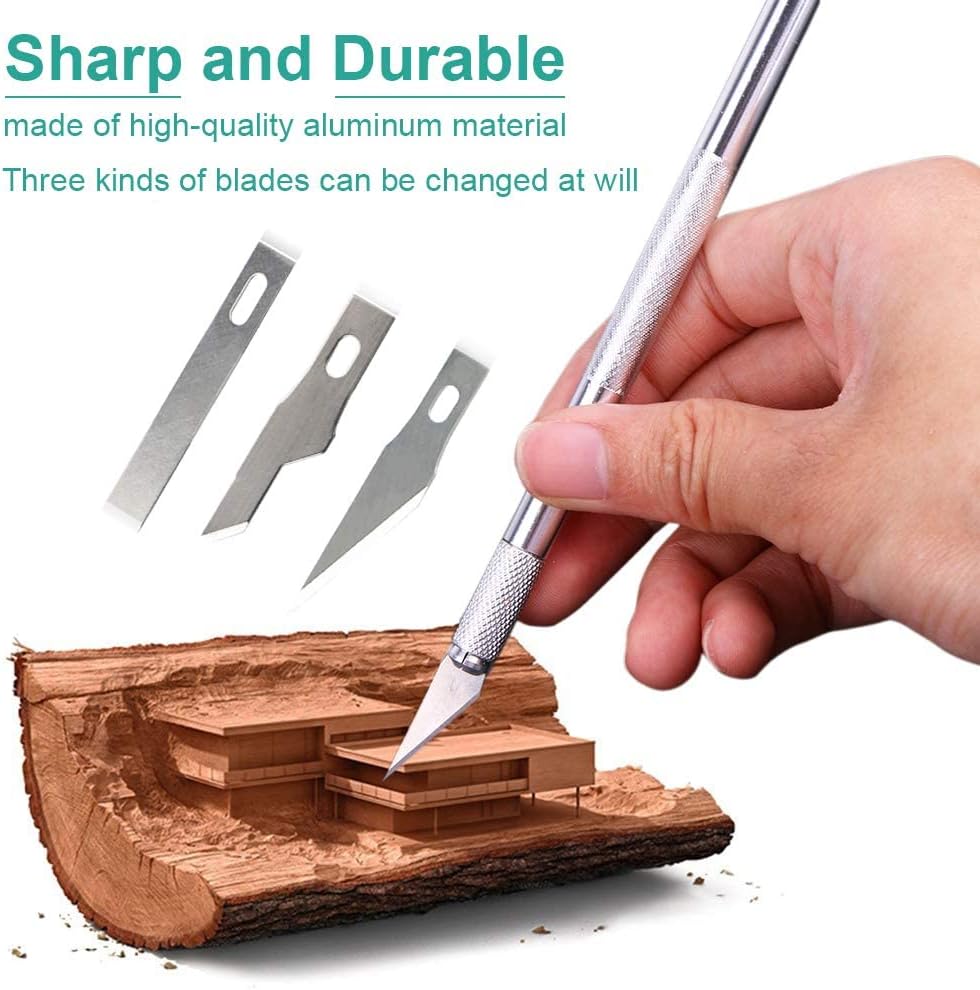 125 PCS Precision Hobby Knife Kit,110 PCS Carving Blades with 2 Handles, 11PCS SK5 Art Blades with 1 Handles, Cutting Board, Steel Rule, Craft Knife Set for DIY Art Work, Scrapbook.