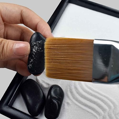 Miniatura 5 de Artcome Jardín de arena zen japonés para escritorio con rastrillo, soporte, rocas y mini artículos de mobiliario - Accesorios de mesa de oficina,