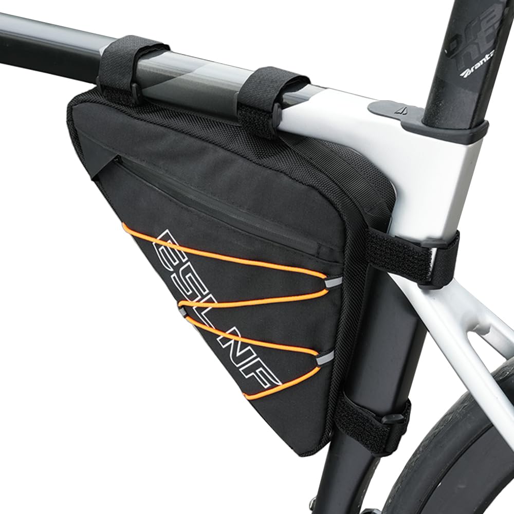 Rarapop Bike Frame Bag, Water Resistant Reflective Bicycle Triangle Bag, Strap-On Under Seat Tool Accessories Pouch for Mountain Road Bike Trip
