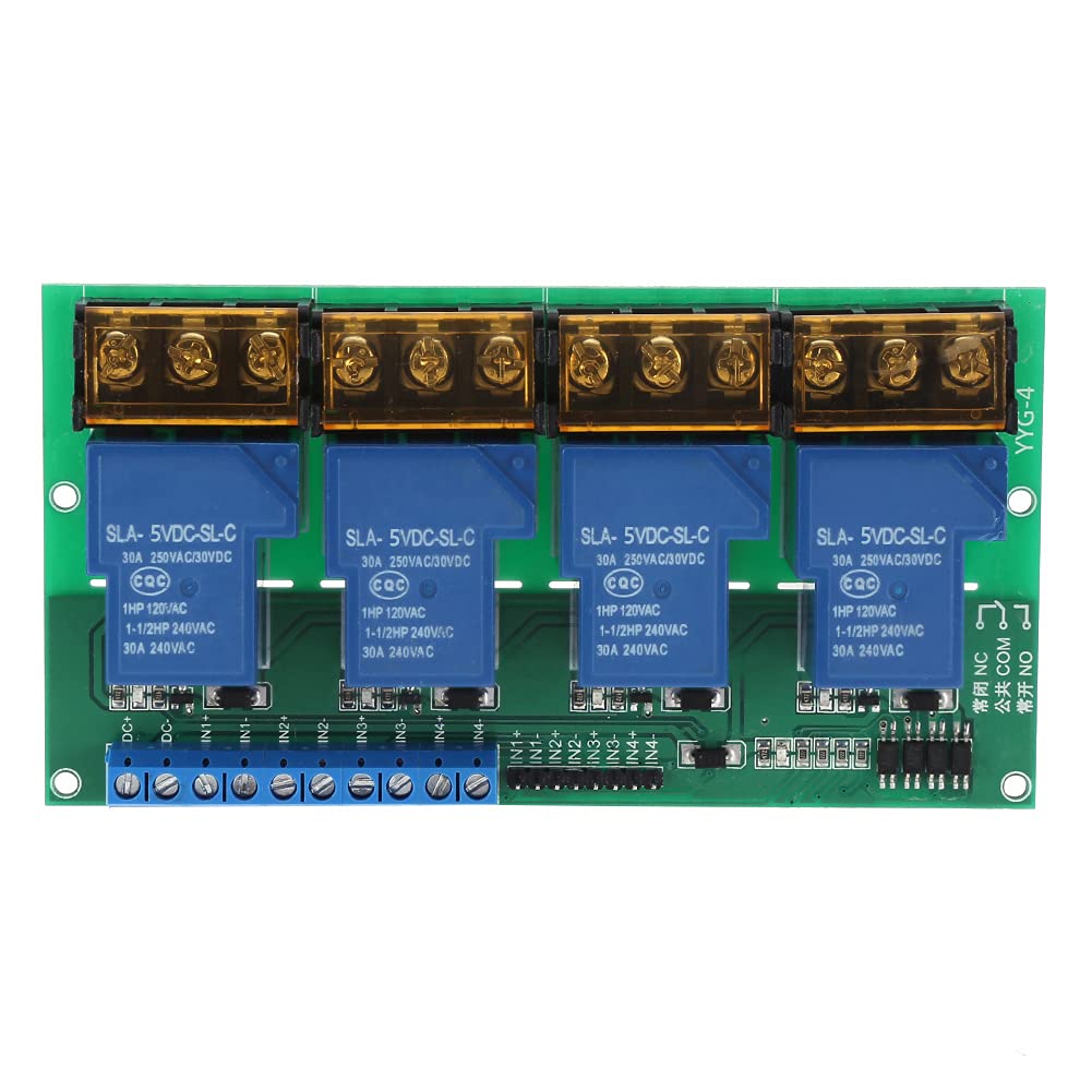 5vdc Isolation DIN 12v FemaleHigh Power Four Way Relay Module Control Panel Optocoupler Isolation 30A YYG-4 (5VDC)